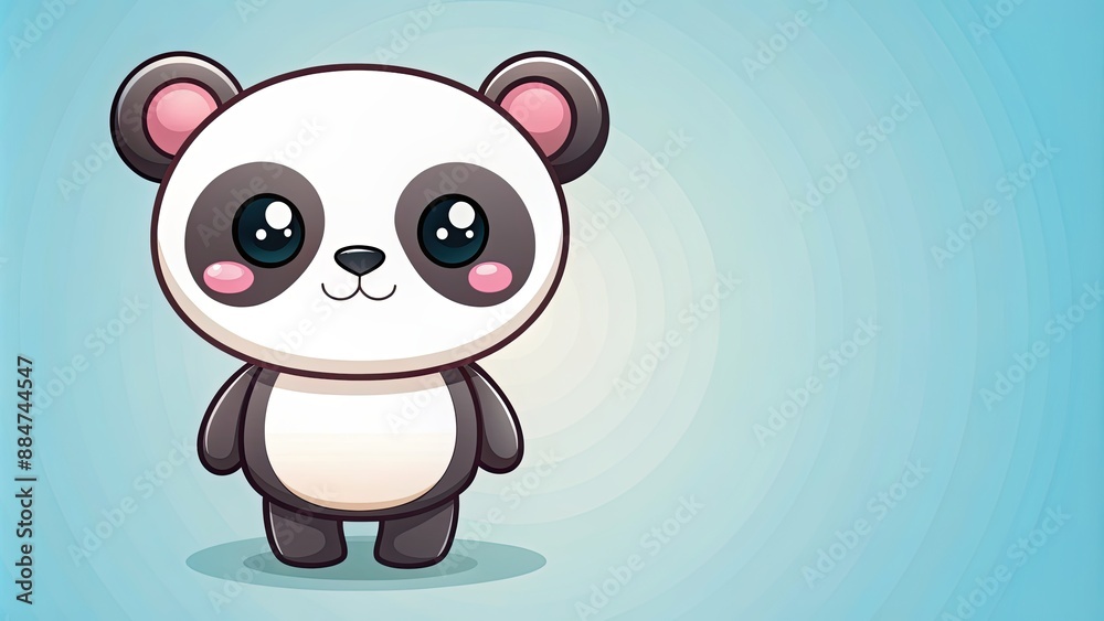 Naklejka premium Adorable panda character in a cute and kawaii style, panda,adorable, character, cute, kawaii,design, animation, cartoon, animal