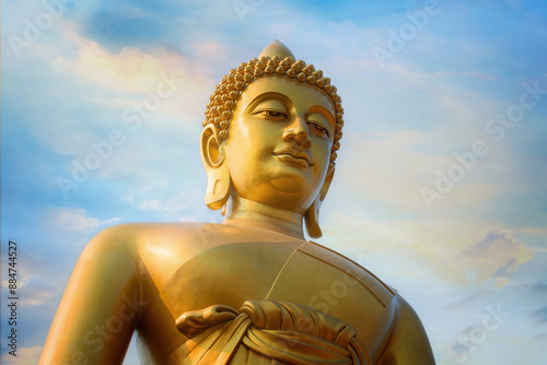 Bangkok, Thailand - February 11 2024:The Big Seated Buddha Statue (Buddha Dhammakaya Dhepmongkol) at Wat Paknam Phasi Charoen (temple) in Bangkok, Thailand photo