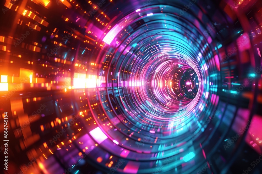 abstract blue light pipe speed zoom on black background technology, hundreds of steams of digital information coming abstract blue light pipe speed zoom on black background technology, hundreds of steams of digital information coming