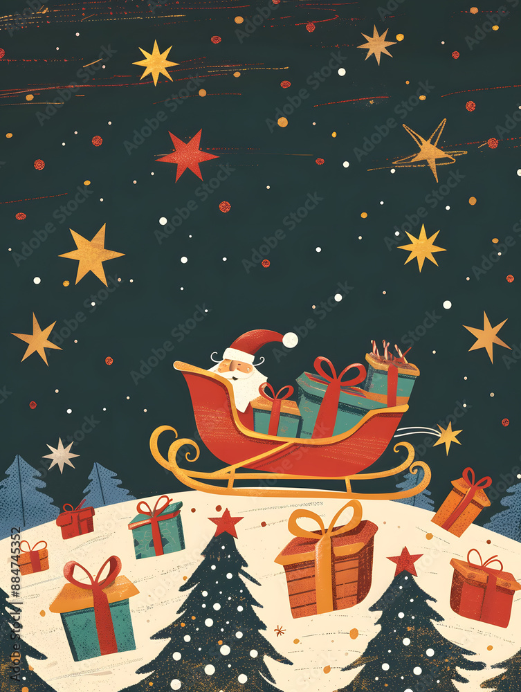 2D illustrated New Year card in a cute graphic style 2D illustrated New Year card in a cute graphic style
