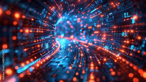 Wallpaper Mural abstract blue light pipe speed zoom on black background technology, hundreds of steams of digital information coming Torontodigital.ca