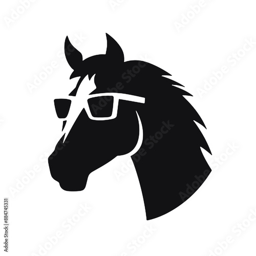 Isolated portrait of a horse silhouette 