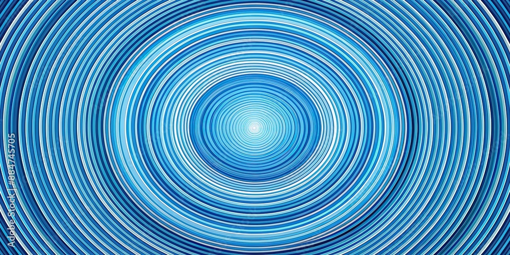 Obraz premium Concentric circles created by small blue lines, pattern, blue, lines, circles, concentric, abstract, design, geometric