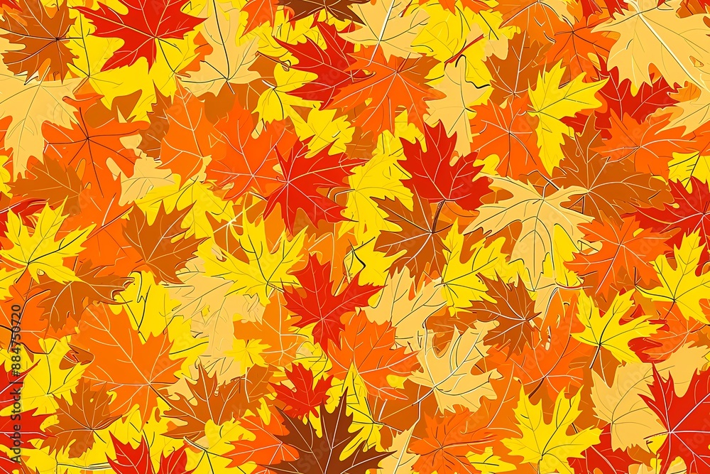 Background of leaves. A seamless pattern of autumn leaves in red, orange, yellow, and brown. The leaves are maple-shaped. Background of leaves. A seamless pattern of autumn leaves in red, orange, yellow, and brown. The leaves are maple-shaped.