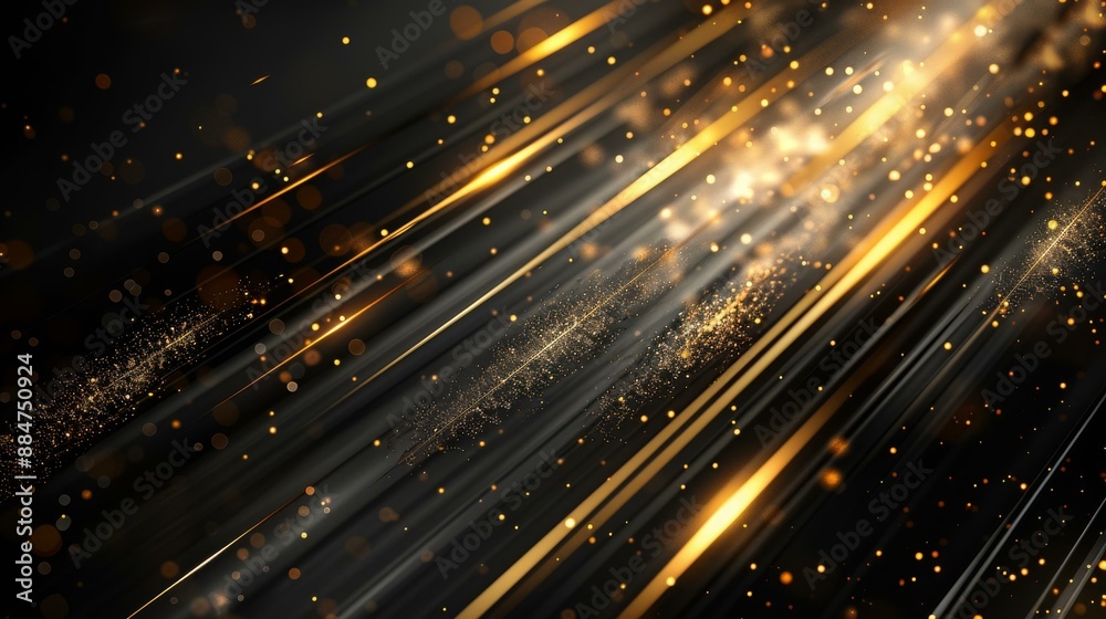Obraz premium Celestial Energy: Golden Streams of Light in Cosmic Darkness