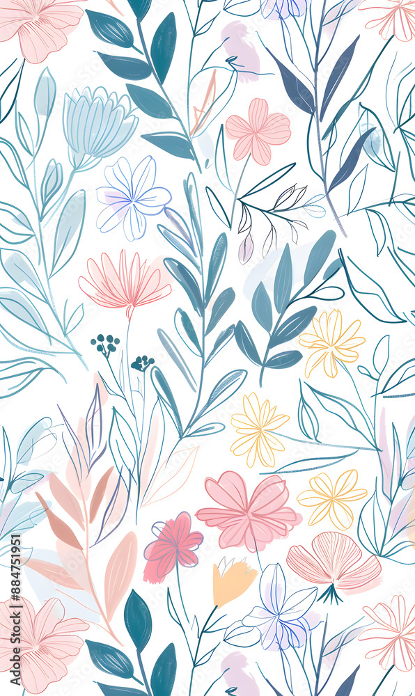 2D flower and leaf cards in various styles 2D flower and leaf cards in various styles