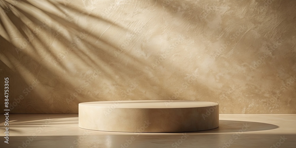 Beige natural podium pedestal display background with texture and shadow , product, display, background, pedestal, podium Beige natural podium pedestal display background with texture and shadow , product, display, background, pedestal, podium