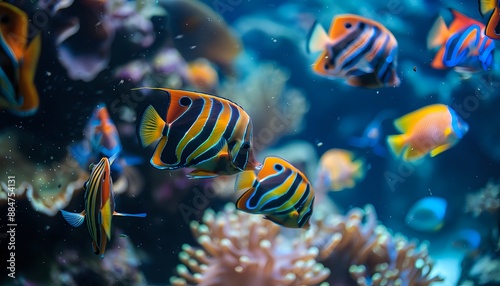 Vibrant tropical fish swimming in a coral reef.