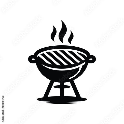 Stylish and Intricate BBQ Grill Silhouette with Flames - Great for Summer, Cooking, and Outdoor Party Design Projects