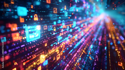 Wallpaper Mural Background conceptual image of digital 3d icons Torontodigital.ca