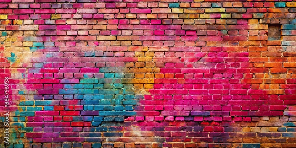 Colorful graffiti with pink tones on a weathered brick wall , urban, street art, vibrant, abstract, spray paint, artistic