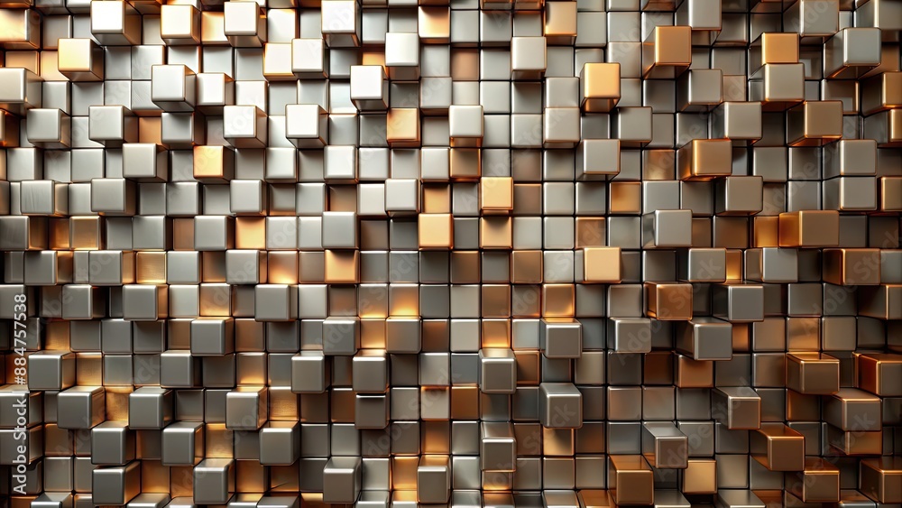 Abstract background with metallic surface composed of small brown and gray cubes, metallic, surface, cubes, abstract, background Abstract background with metallic surface composed of small brown and gray cubes, metallic, surface, cubes, abstract, background
