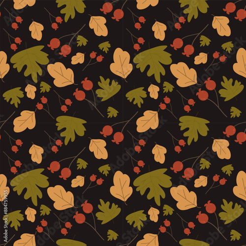 Autumn vector ilustration seamless patern.Great for textile,fabric,wrapping paper,and any print.Vintages style. 