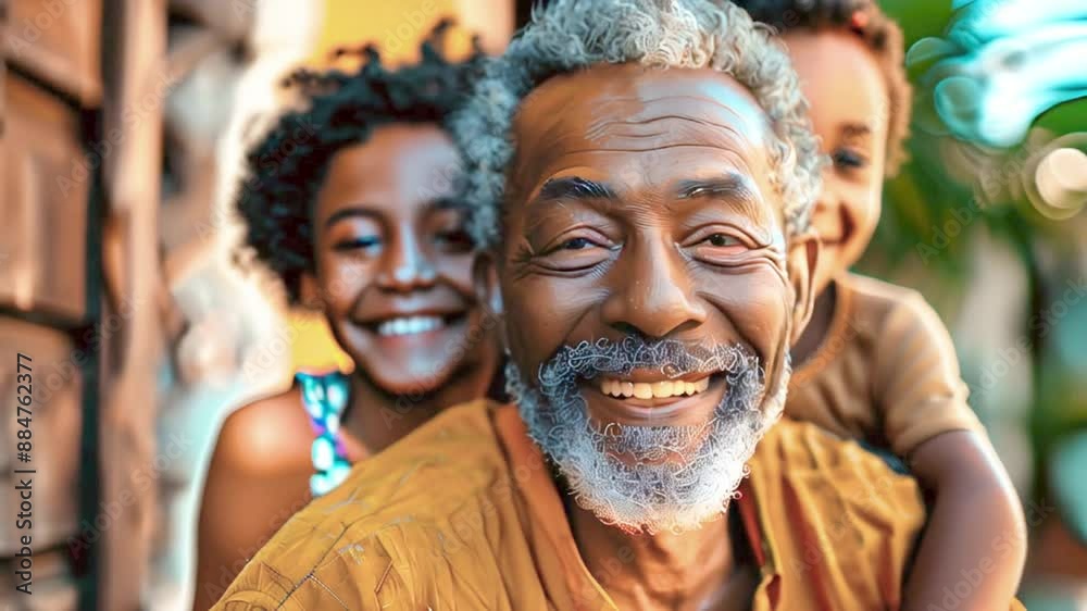 Senior man having fun with his adult grandchildren outdoors
Senior man having fun with his adult grandchildren outdoors