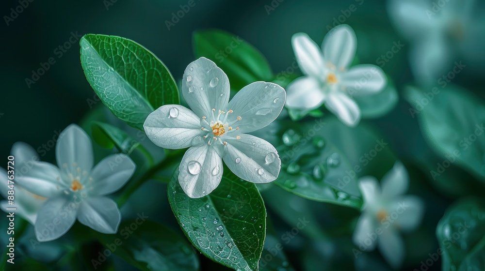 Night-blooming jasmine, also known as coral jasmine, adding a touch of exotic beauty Night-blooming jasmine, also known as coral jasmine, adding a touch of exotic beauty
