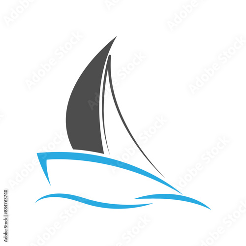 Boat sail icon logo desain