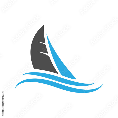 Boat sail icon logo desain