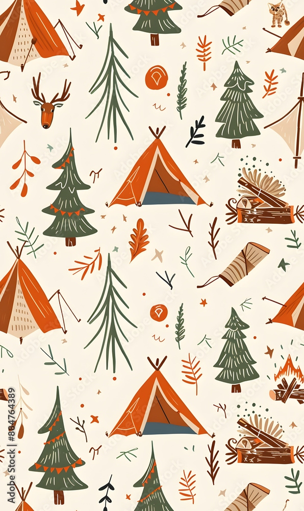 Obraz premium cartoon 2d illustrator doodle pattern, cute pattern in graphic seamless pattern