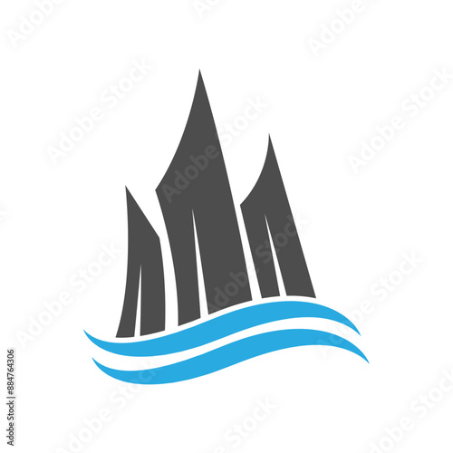 Boat sail icon logo desain