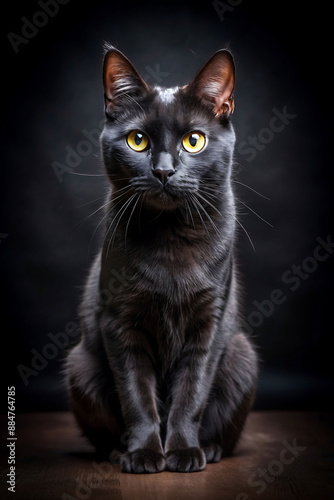 black and white cat portrait