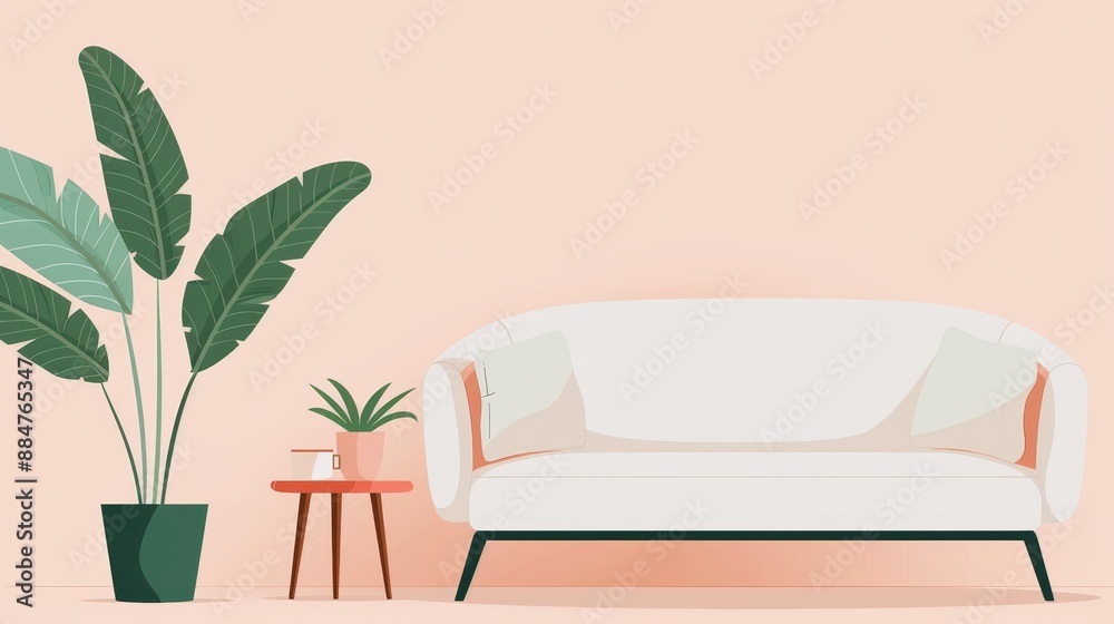 Beautifully designed eco-friendly furniture, crafted from organic materials, highlighting sustainability and natural aesthetics in home decor, flat design illustration Beautifully designed eco-friendly furniture, crafted from organic materials, highlighting sustainability and natural aesthetics in home decor, flat design illustration