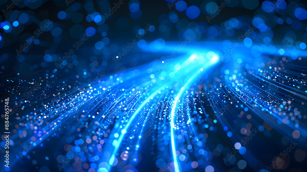 Obraz premium Blue light streak, fiber optic, speed line, futuristic background for 5g or 6g technology wireless data transmission, high-speed internet in abstract. internet network concept.