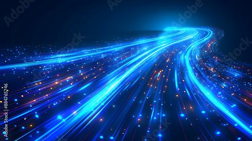 
Blue light streak, fiber optic, speed line, futuristic background for 5g or 6g technology wireless data transmission, high-speed internet in abstract. internet network concept.