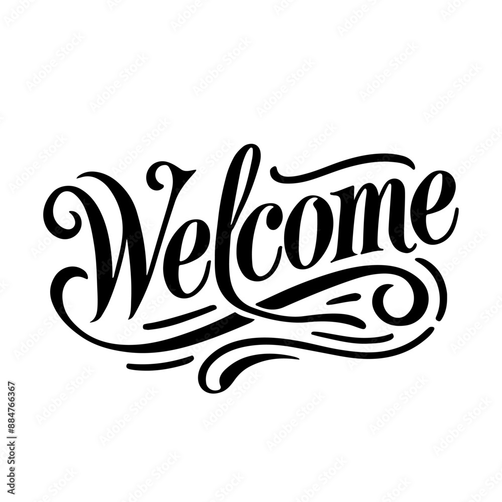 beautiful handwritten inscription Welcome. flat vector illustration on white background beautiful handwritten inscription Welcome. flat vector illustration on white background