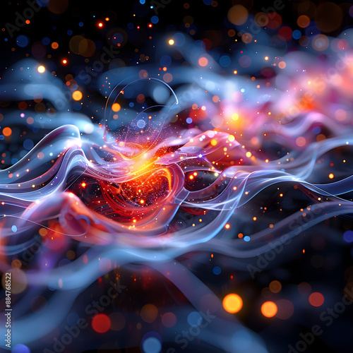 Schrdinger Equation Visualized Quantum Mechanics Unveiled in a Vibrant Cosmic Explosion photo