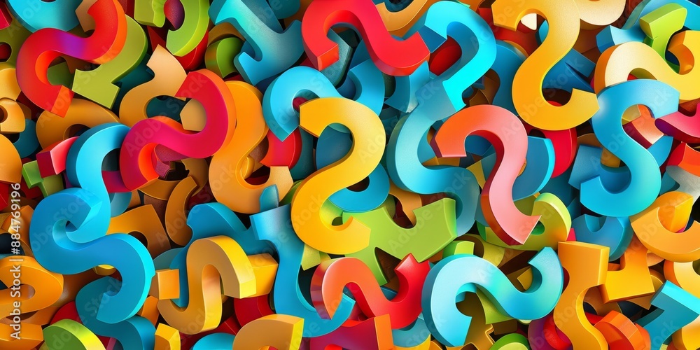 Colorful Overlapping Question Marks on White Background for Children's ...