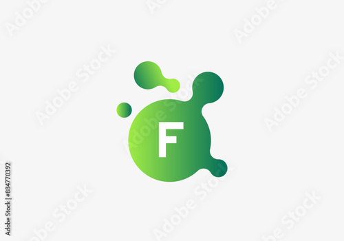 Logo Molecule particle Letter F, Science, Bio and Chemical logo identity. Editable file