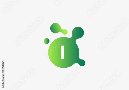 Logo Molecule particle Letter I, Science, Bio and Chemical logo identity. Editable file