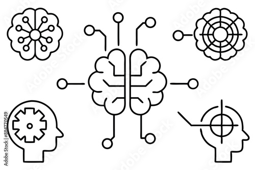 Brain Technology Line Art Design Sketch