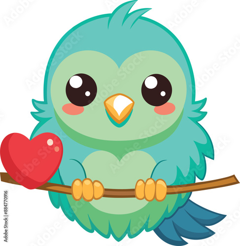 Adorable Cartoon Lovebird Vector. 