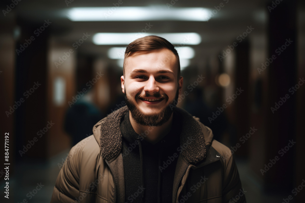 generated illustration portrait of a male college student on a university campus. generated illustration portrait of a male college student on a university campus.