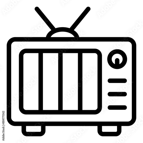 Retro style television icon with a vintage look and feel.