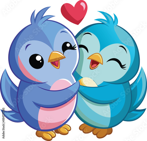 Adorable Cartoon Lovebird Vector. 