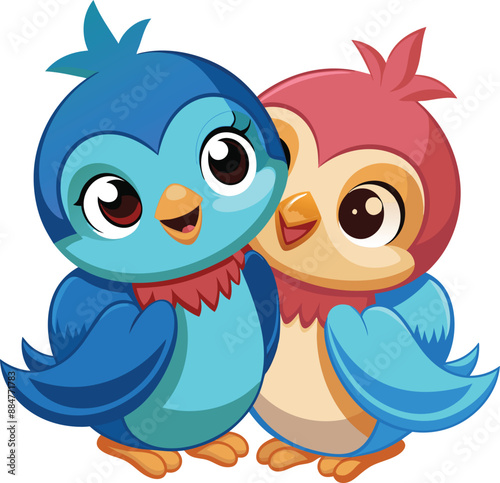 Adorable Cartoon Lovebird Vector. 