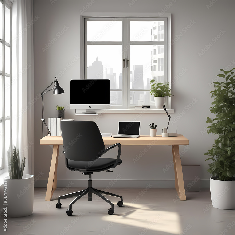 Fototapeta premium Minimalistic Modern Office with Natural Light