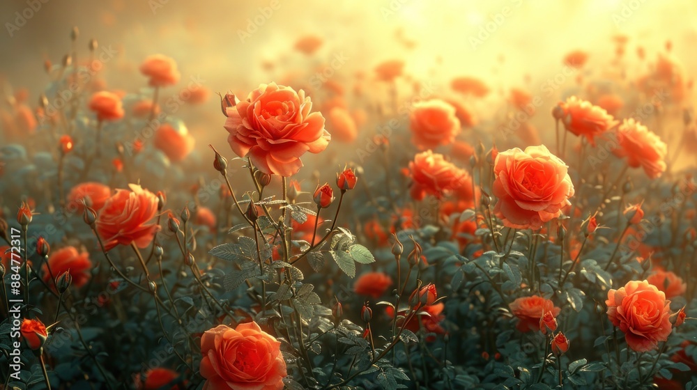 Obraz premium Rose Garden in the Golden Hour