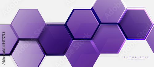 Abstract purple hexagon shapes pattern background. Futuristic digital high-technology pattern. Vector illustration