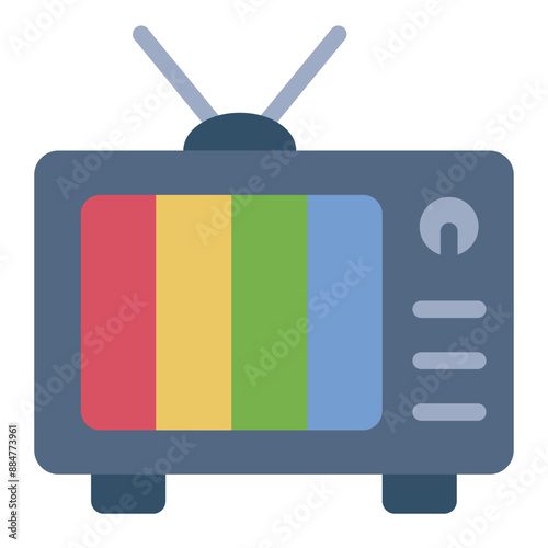 Retro style television icon with a vintage look and feel.