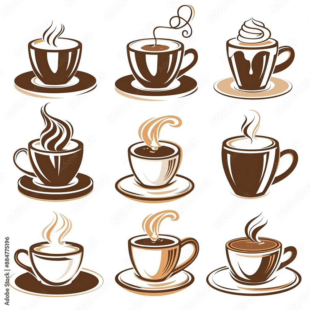 Coffee Tea Cup Collection, Espresso Cafe Mug Set, Diner Menu Objects, Hot Drink Concept Art, Food and Beverage Design Illustration, Restaurant Web Graphic, Cute Culinary Clipart Coffee Tea Cup Collection, Espresso Cafe Mug Set, Diner Menu Objects, Hot Drink Concept Art, Food and Beverage Design Illustration, Restaurant Web Graphic, Cute Culinary Clipart