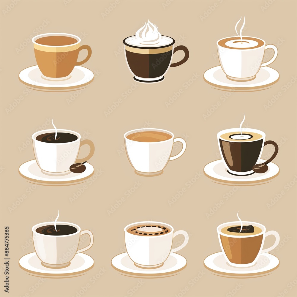Coffee Tea Cup Collection, Espresso Cafe Mug Set, Diner Menu Objects, Hot Drink Concept Art, Food and Beverage Design Illustration, Restaurant Web Graphic, Cute Culinary Clipart Coffee Tea Cup Collection, Espresso Cafe Mug Set, Diner Menu Objects, Hot Drink Concept Art, Food and Beverage Design Illustration, Restaurant Web Graphic, Cute Culinary Clipart