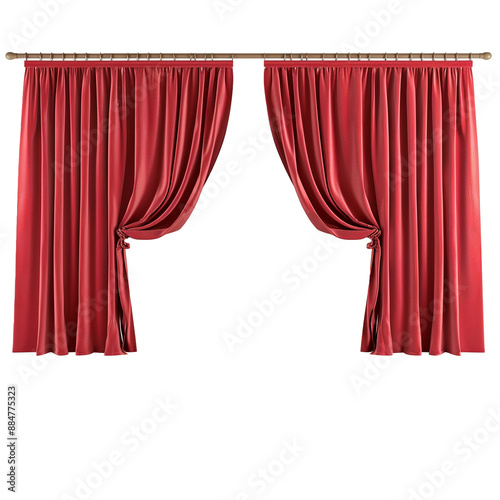realistic red velvet open curtains png