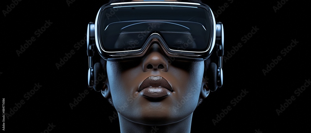image of a featuring a person wearing a sleek virtual reality headset against a dark background. image of a featuring a person wearing a sleek virtual reality headset against a dark background.