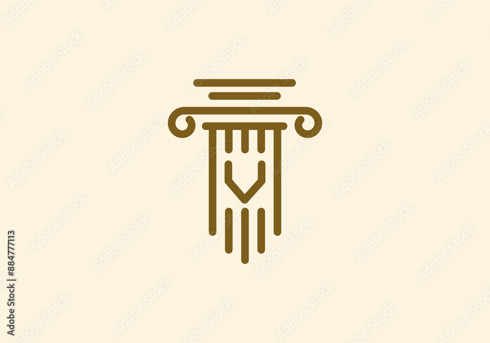 Logo Pillar lawyer letter V, Firm logo identy with Line minimalist pillar symbol illustration, Editable file Logo Pillar lawyer letter V, Firm logo identy with Line minimalist pillar symbol illustration, Editable file