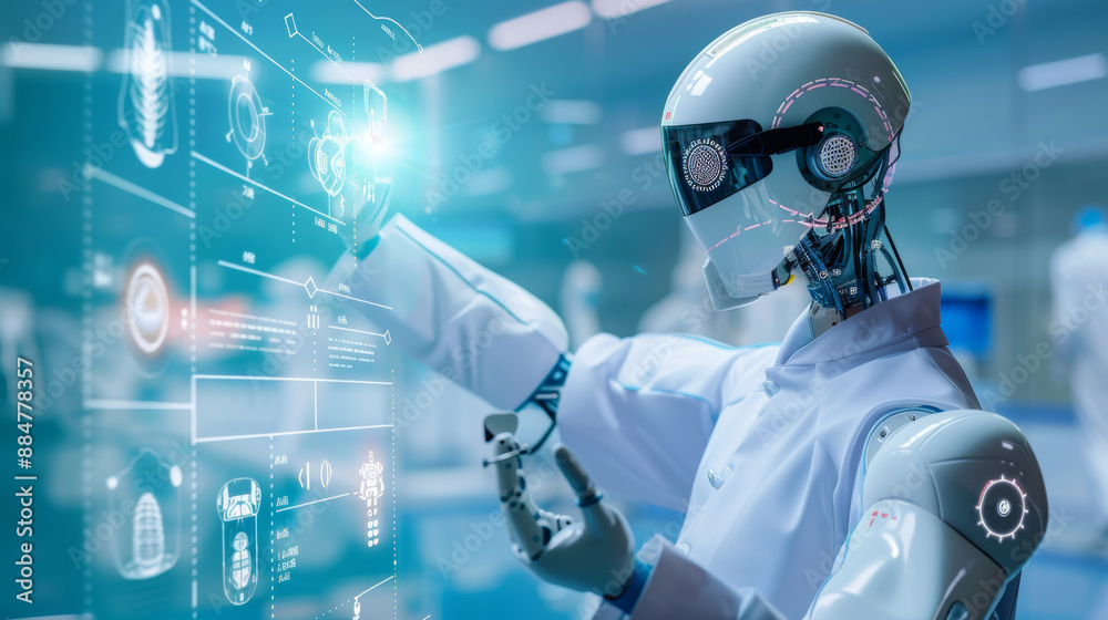 Cutting-edge medical technology such as robotic surgeons, AI diagnostics, telemedicine consultations, and personalized treatment plans based on genetic analysis. 