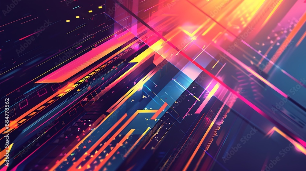Abstract geometric shapes and lines create a vibrant digital landscape. AI generated Abstract geometric shapes and lines create a vibrant digital landscape. AI generated