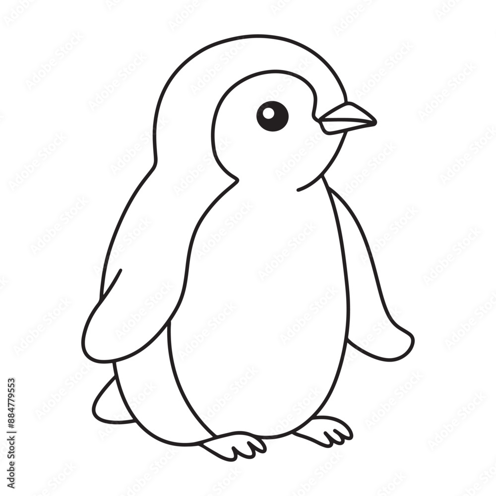 Fototapeta premium Line art of penguin cartoon vector. penguin coloring book.